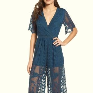 Socialite Jumpsuit Blue Lace size small